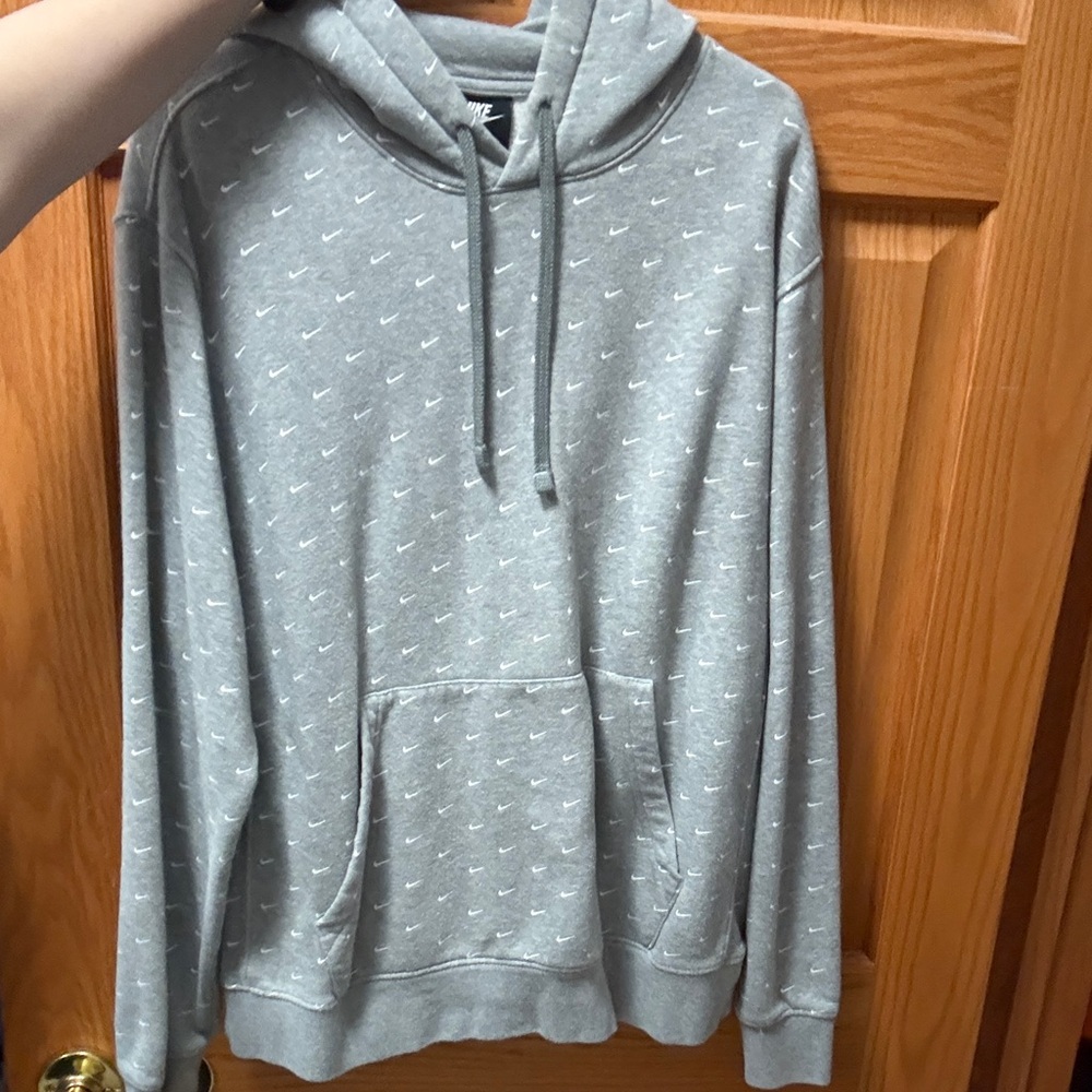 Nike Gray All-Over Mini Swoosh Pullover Hoodie